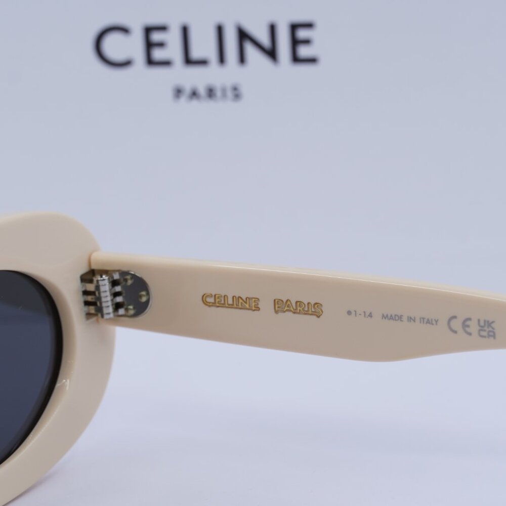 Celine CL40276U 25A Oval Sunglasses - Ivory/Smoke - Picture 9 of 10